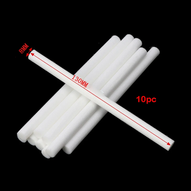 아로마 디퓨저 교체 부품 10 조각 8mm * 130mm 공기 가습기 필터 면봉 자동차 홈 초음파 안개 메이커