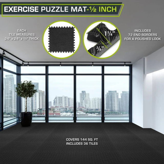 16 Piece Fitness Yoga Mat Soft EVA Foam Puzzle Mat Non Slip Interlocking Gym Mat Protective Mat for Fitness Equipment 6