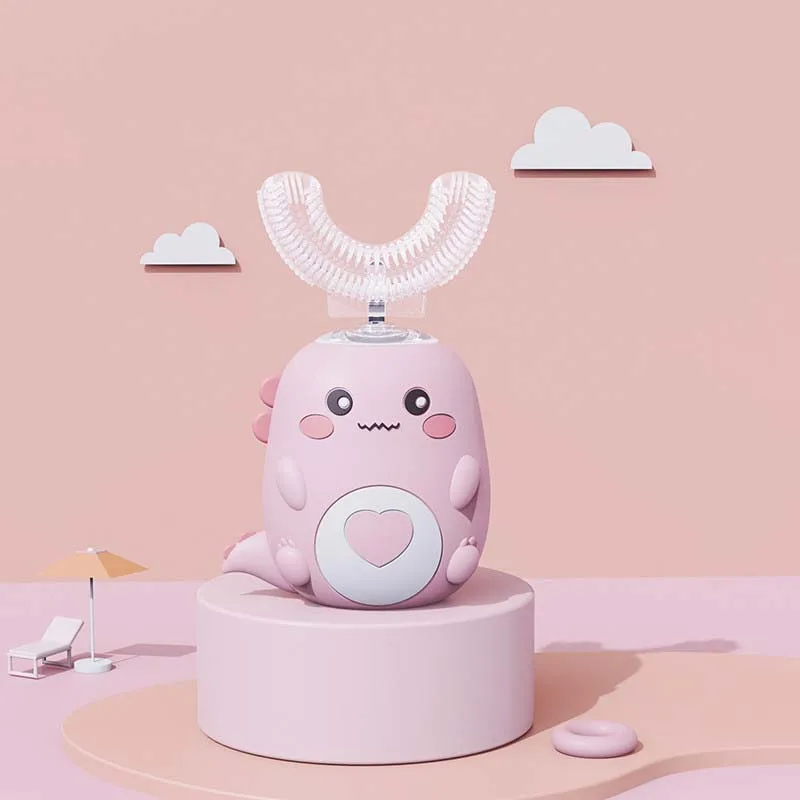 360도 U자형 전동 칫솔 스마트 어린이용 실리콘 칫솔 자동 칫솔