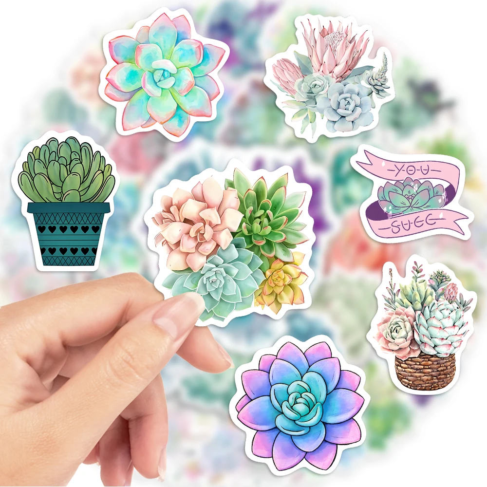 Cute Succulent Potted Stickers DIY Kids Toys Gift Decorative Decal for Scrapbook Laptop Phone Luggage Bottles Waterproof