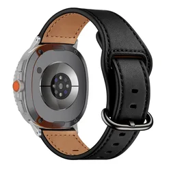 Premium Genuine Leather Strap for Smartwatch - Elegant and Durable Design (Black)