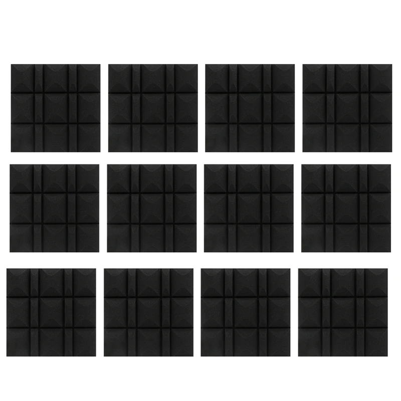 

Звукопоглощающие настенные изоляционные хлопковые звукоизоляционные панели, черные, 30 х30х5 см, 12 шт.