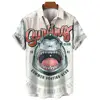 New Men's Hawaiian Beach Button Shirts Short Sleeve Animal Shark 3D Print Casual Lapel Fashion Collar Retro Clothes Hiphop 1