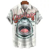 New Men's Hawaiian Beach Button Shirts Short Sleeve Animal Shark 3D Print Casual Lapel Fashion Collar Retro Clothes Hiphop 1