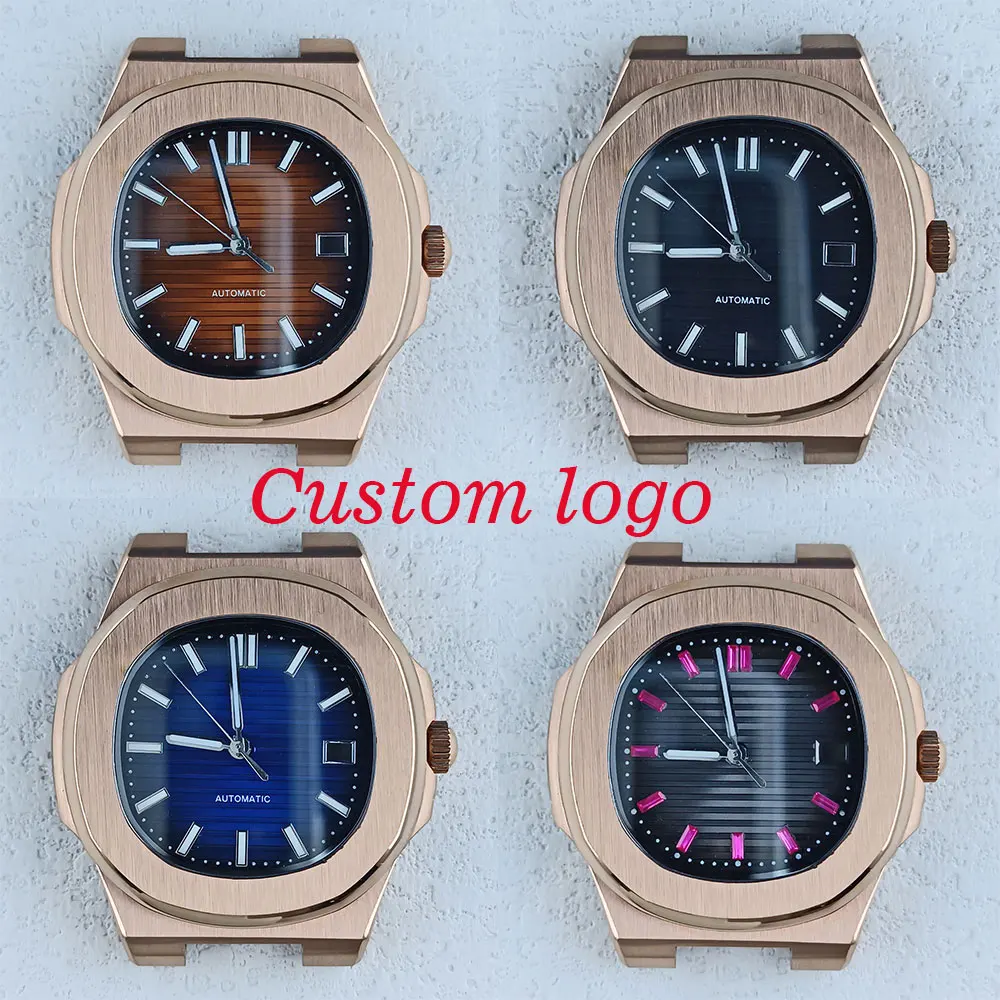 43mm Rose Gold watch case 316L stainless steel sapphire glass 10bar waterproof suitable for NH series 35 movement mounting