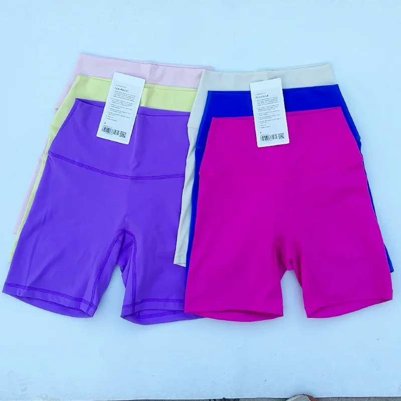 

LUluwomen Sports Shorts High Waist Yoga Shorts Slim Fit Butt Lift Gym Running High Elastic Nylon Shorts
