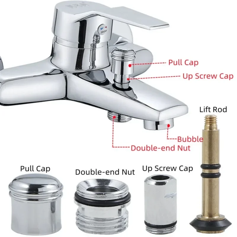 Separador de Torneira e Desvio do Acelerador Válvula de Mistura de Vias Torneira de Chuveiro Torneira de Latão Pull Rod Cap Substituição de Banho Conjunto