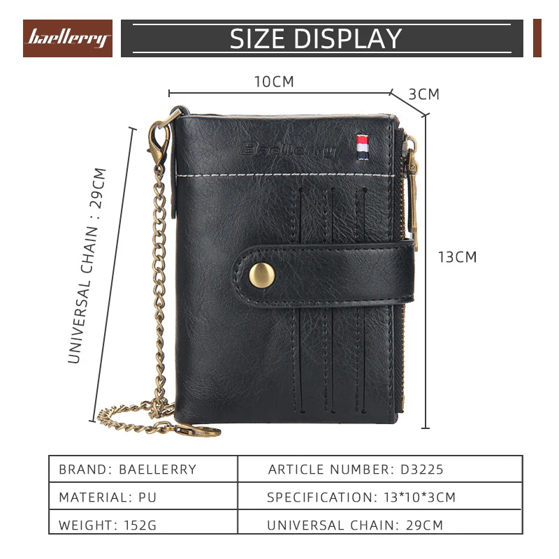 Classics Men RFID Leather Wallet Pocket Double Zipper Moneybag Multi-Function ID Bank Card Holder Coin Purse Male Business Gift