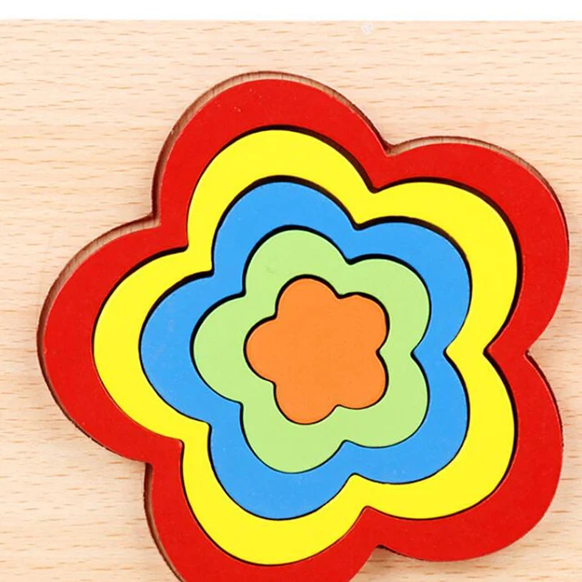 Cognition Board Children Jigsaw Puzzle Wooden Toys Kids Educational Toy Baby Montessori Learning Match Bricks Toys Colorful 2