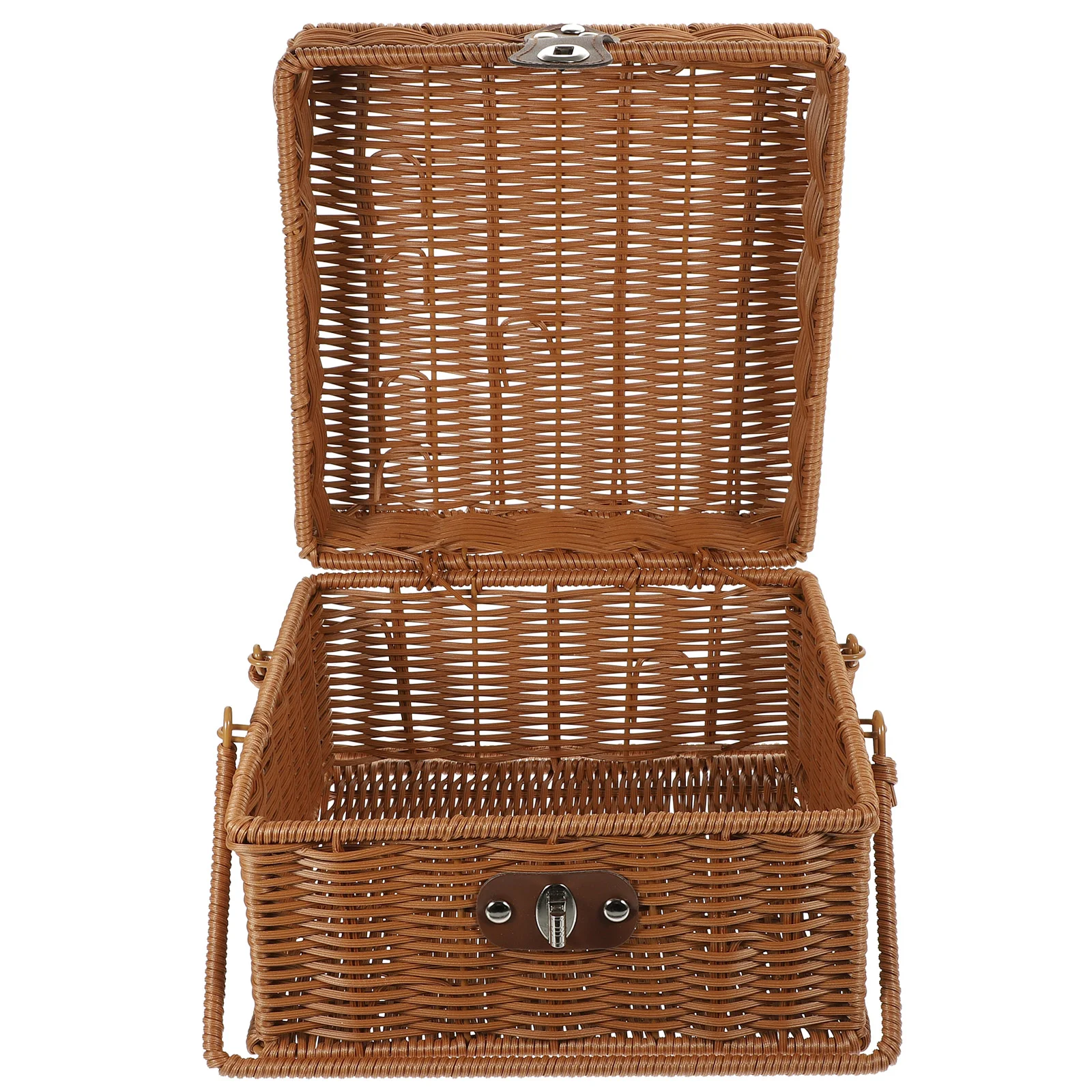 

Picnic Basket Woven Lid Sundry Storage Fruit Imitation Rattan Portable Weaving Pp Vegetable Baskets Camping