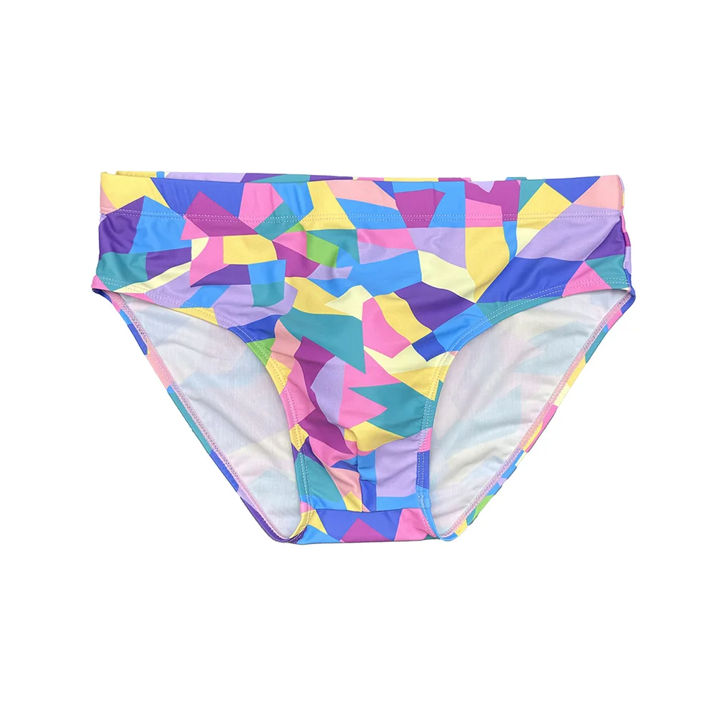 of men's block printed swimming trunks cup anti-embarrassing sports fitness beach hot spring swimming pool swimsuit