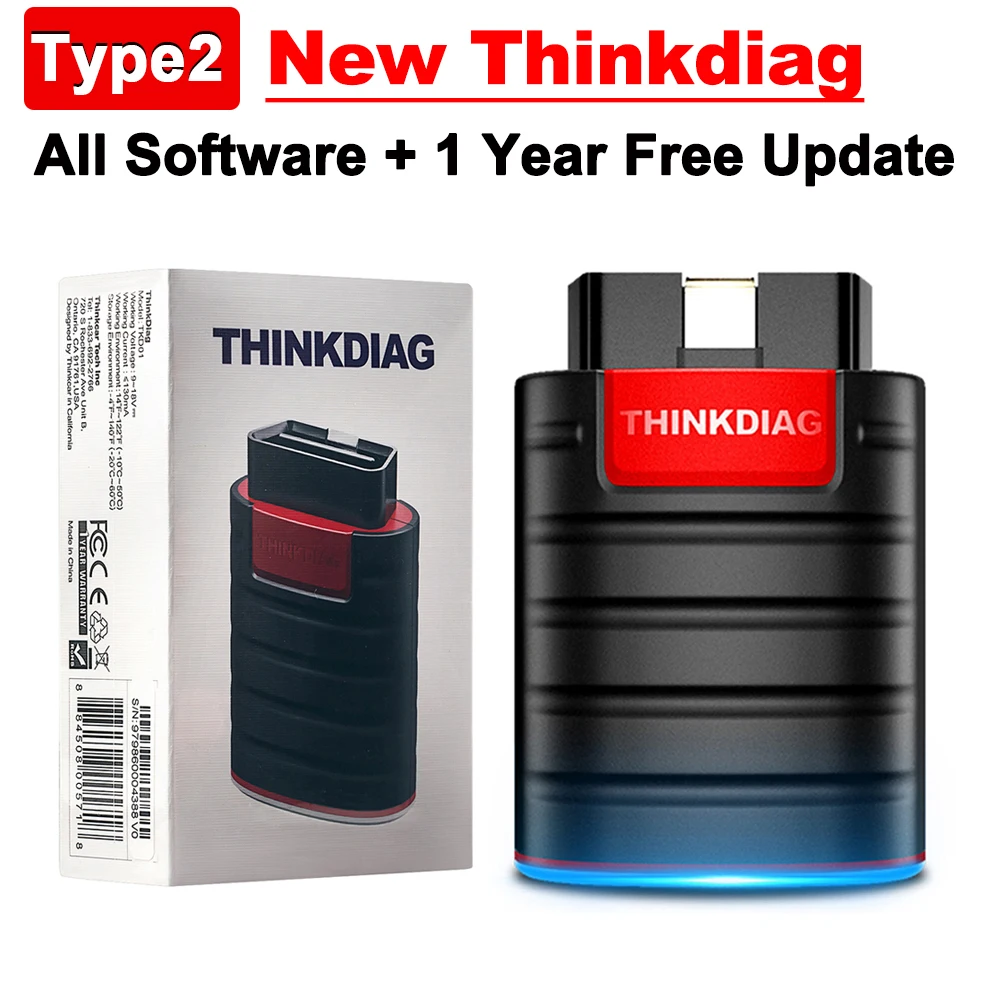 Thinkdiag 2 All System Full software OBD2 Diagnostic Scanner with CAN-FD Protocol for iOS&Android AutoVIN Active Test Scan Tool small car inspection equipment Code Readers & Scanning Tools