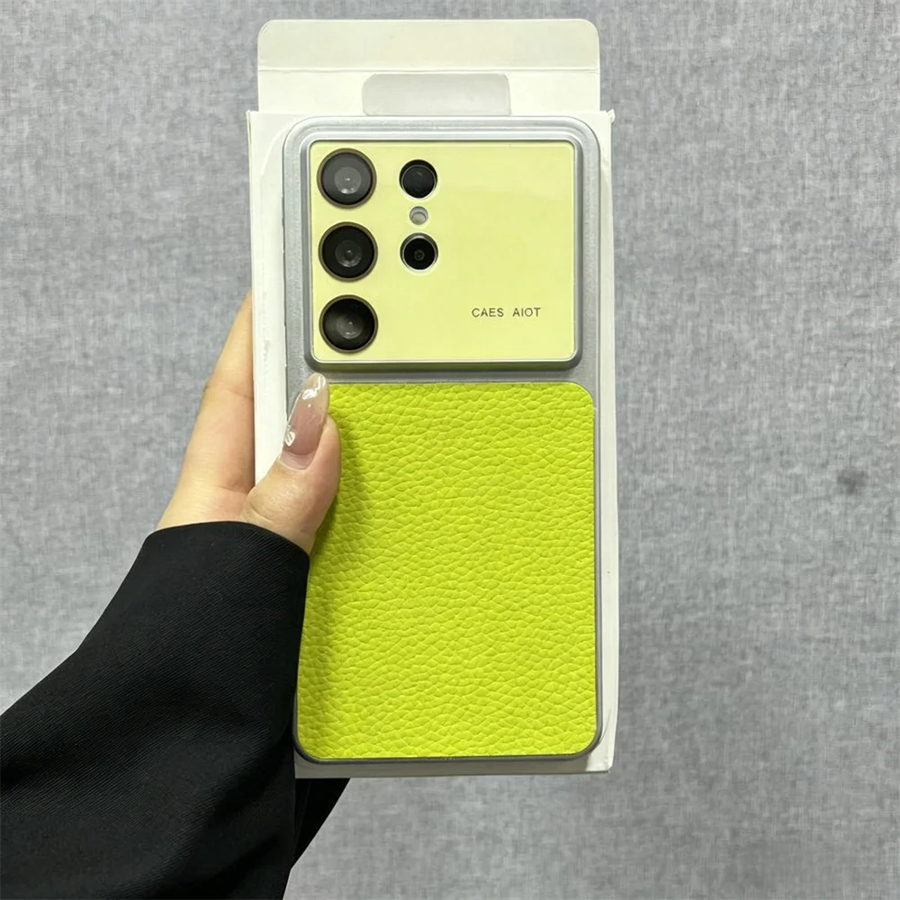 Elegant Large Window PU Leather Phone Case with Glass Camera Protector - Shockproof Cover