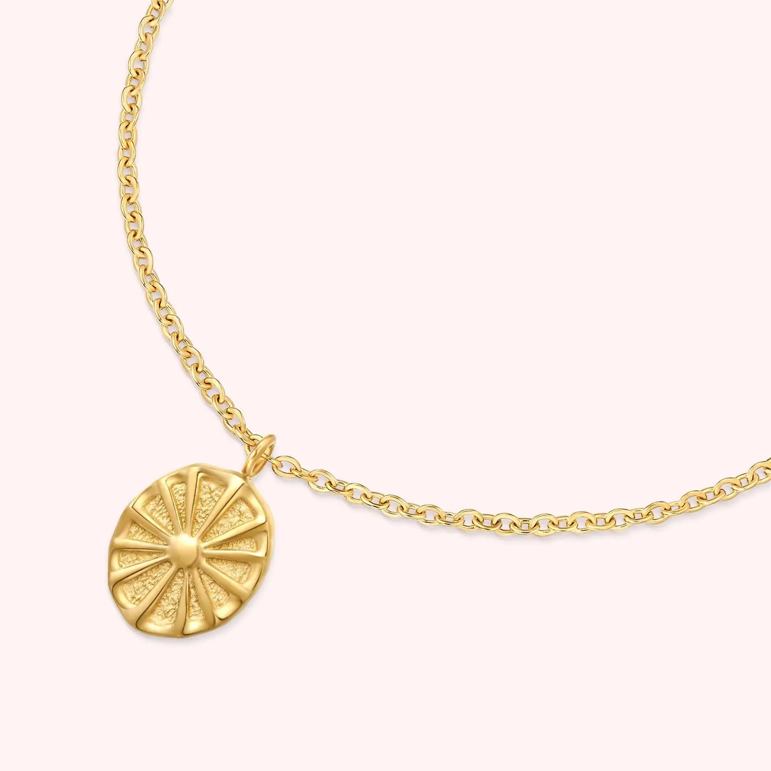 Women's stainless steel oval Sun necklace fashion trend niche everything with light luxury clavicle chain pendant jewelry