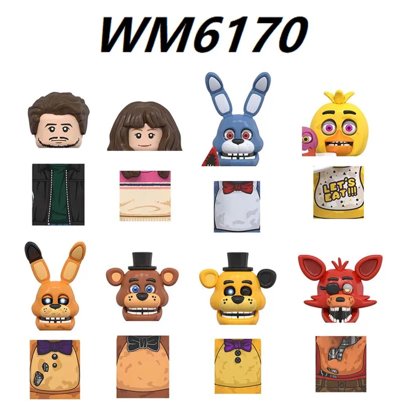 

WM6170 FNAF Building Blocks Teddy Bears Horror Games Anime Figure Spring Bonnie Chica Dolls Puzzle Assembly Toy Bricks Wholesale