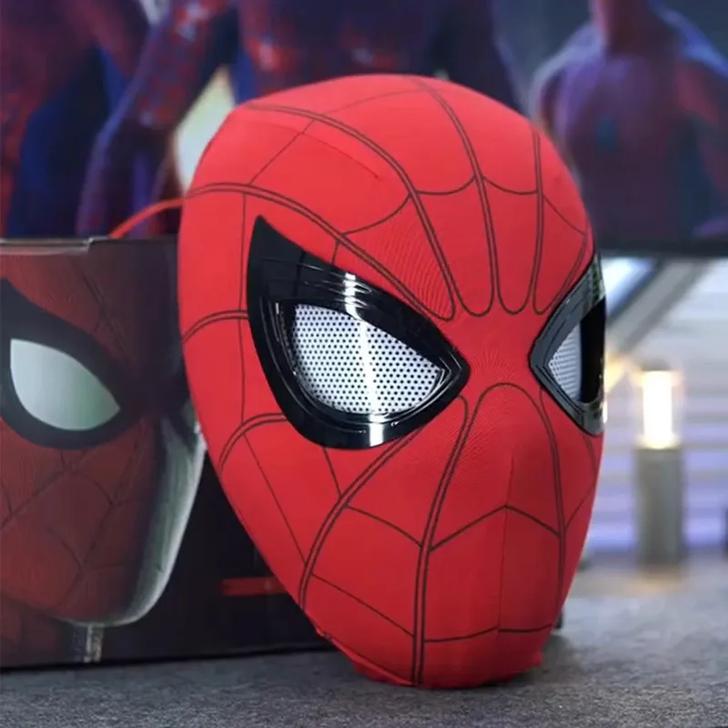 Electronic Mask Spider Man Mascara Spiderman Headgear Mask Cosplay Moving Eyes 1:1 Remote Control Elastic Toys Adults Kids Gift