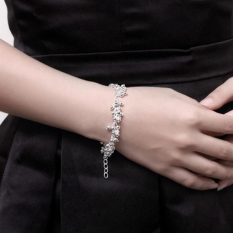 925 Sterling Silver Bracelets Charms Bead Chain Fashion Cute Nice Women Grapes Bracelet Wedding Jewelry - 5