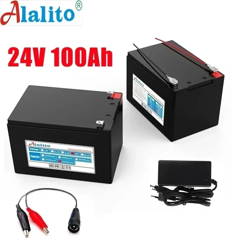 

Alalito High Capacity 6s4p 24V 100Ah 18650 Battery Pack Lithium Ion Battery 25.2V 100000mAh Bicycle Moped Power Tools Battery