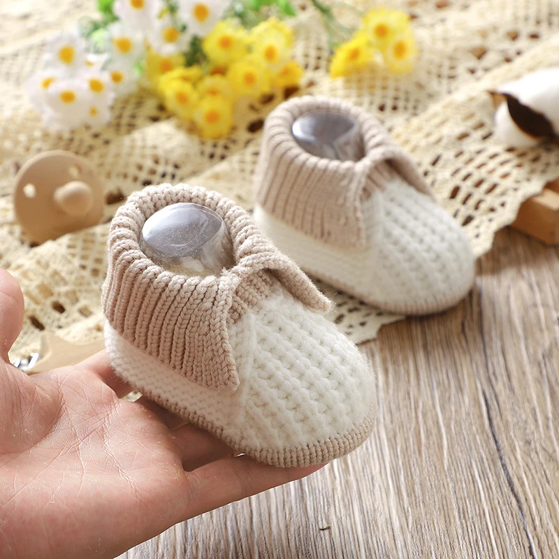 Newborn Baby Shoes Knit Boy Girls Footwear Fashion Patchwork 0-18M Toddler Clothes Accessories Infant First Bed Boots Cute Solid 4