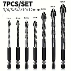 Premium 7 - Piece Carbide Drill Set for Ceramic, Cast Iron, and Concrete (Heifengchi7pcs)