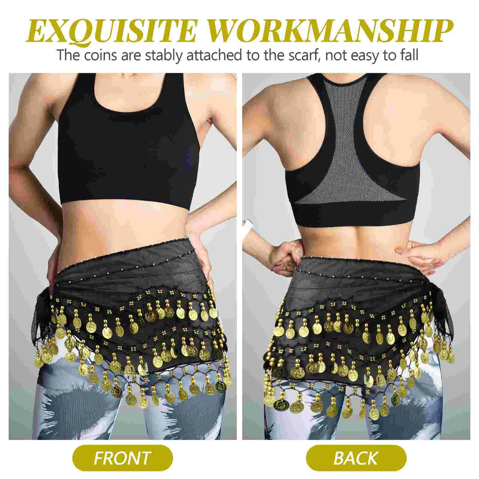 Waist Belt Chiffon Hip Scarf With Coins Dancer Outfit Costume Accessories Sports Wear Clothing Sportswear Dancewear