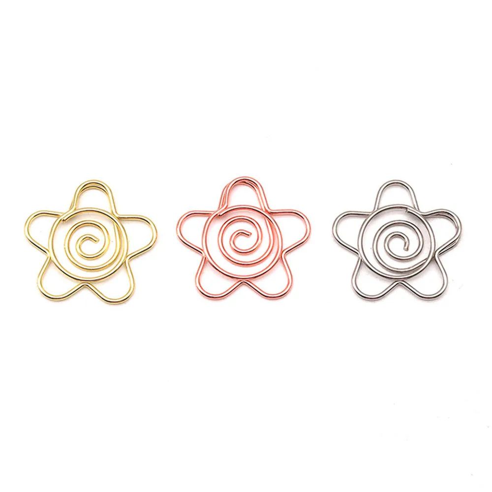 10pcs 금속 종이 클립 꽃 모양 골드 편지지 클립 Kawaii 귀여운 책갈피 클립 편지지 종이 클립 핀 사무실  학교-Freehip.co.kr