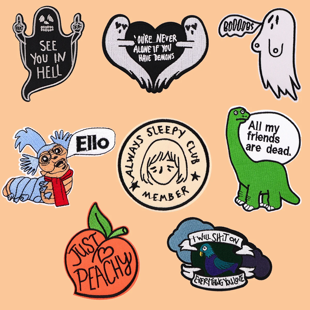 

Cartoon Dinosaur Patches For Clothing Thermoadhesive Patch Horror Ghost Letter Patch Iron on Embroidery Patch Applique Badges