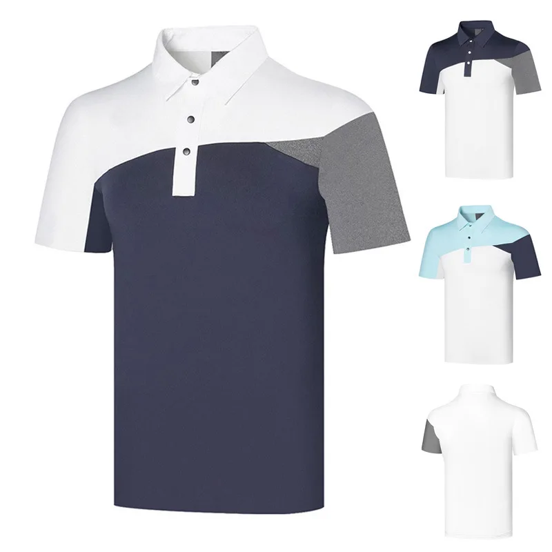 

Golf Jersey Men's Quick Drying Breathable Loose Fitting Short Sleeved Business Color Contrast Moisture Absorbing Polo Shirt