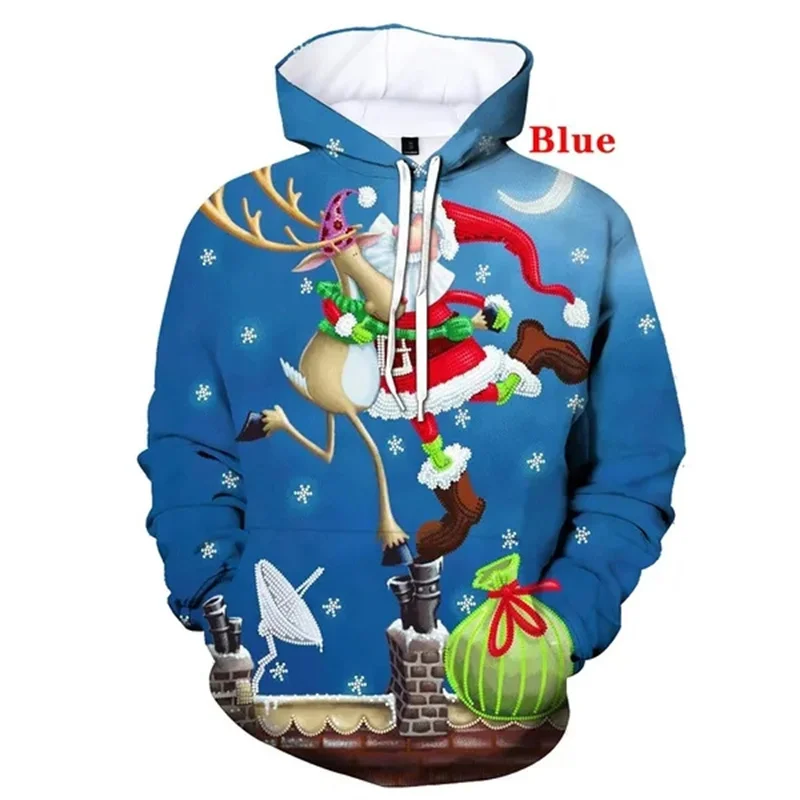 

3D Santa Claus Printing New Hoodies & Sweatshirts Christmas Elk Graphic Hoodie Kids Funny Cute Pullovers Women Clothing Clothes
