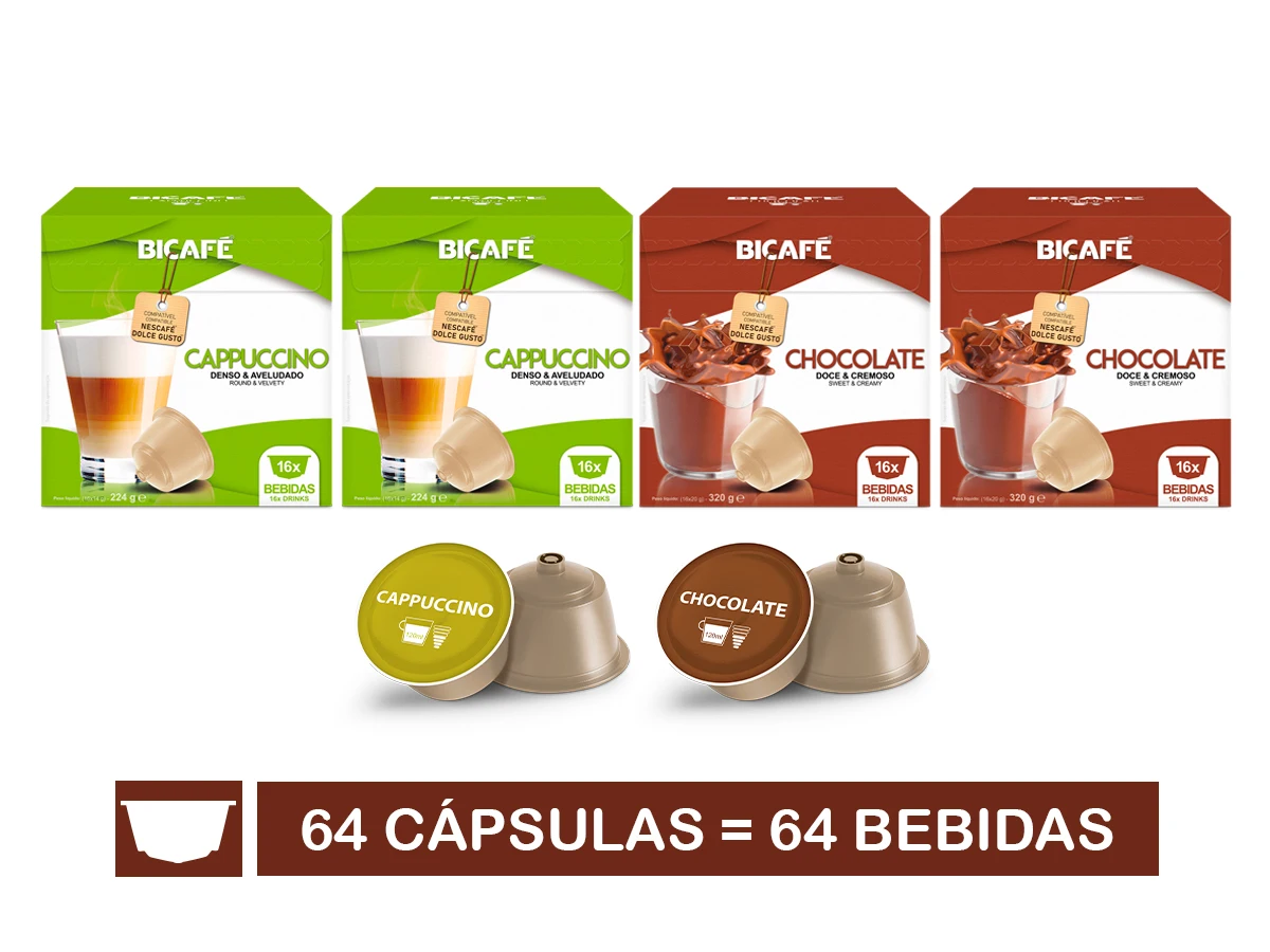 Kit 64 cápsulas de leite bicafé p/dolce gusto máquinas *
