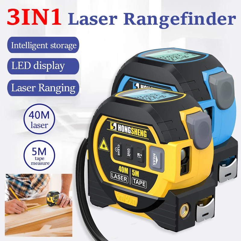 

40/60M 3 In 1 Laser Tape Measure Rangefinder With LCD Display High Precision Intelligent Electronic Ruler Laser Measuring Tools