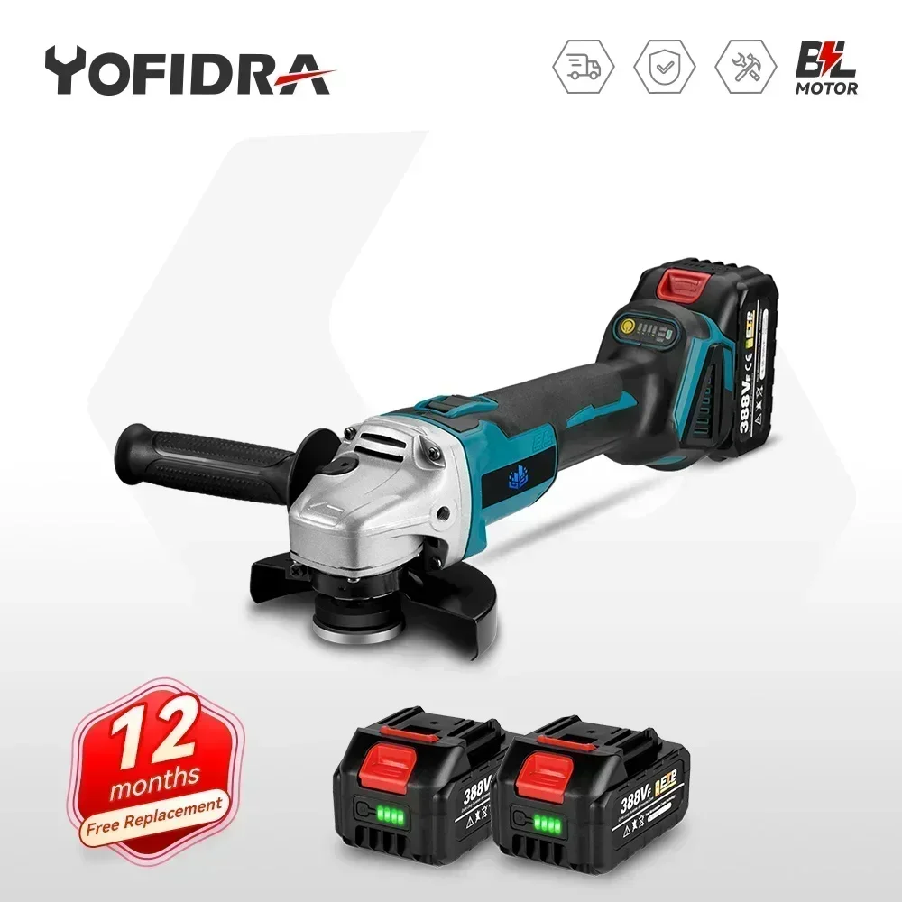 

Yofidra 3000W 125mm Brushless Electric Angle Grinder 4 Gears Metal Wood Grinding Polishing Cutting Tool For Makita 18V Battery