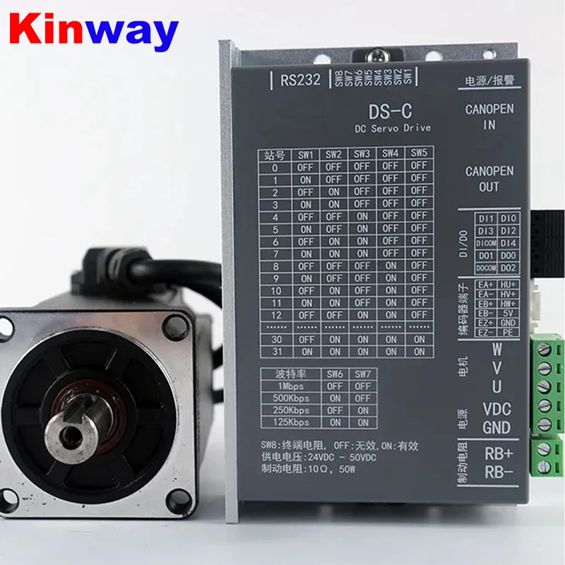 

Сервоприводы Kinway 200W DC24V-48V 6A 3000 об/мин 2500PPR, инкрементный сервопривод постоянного тока с драйвером 6OM00630DC + фреза для станка с ЧПУ