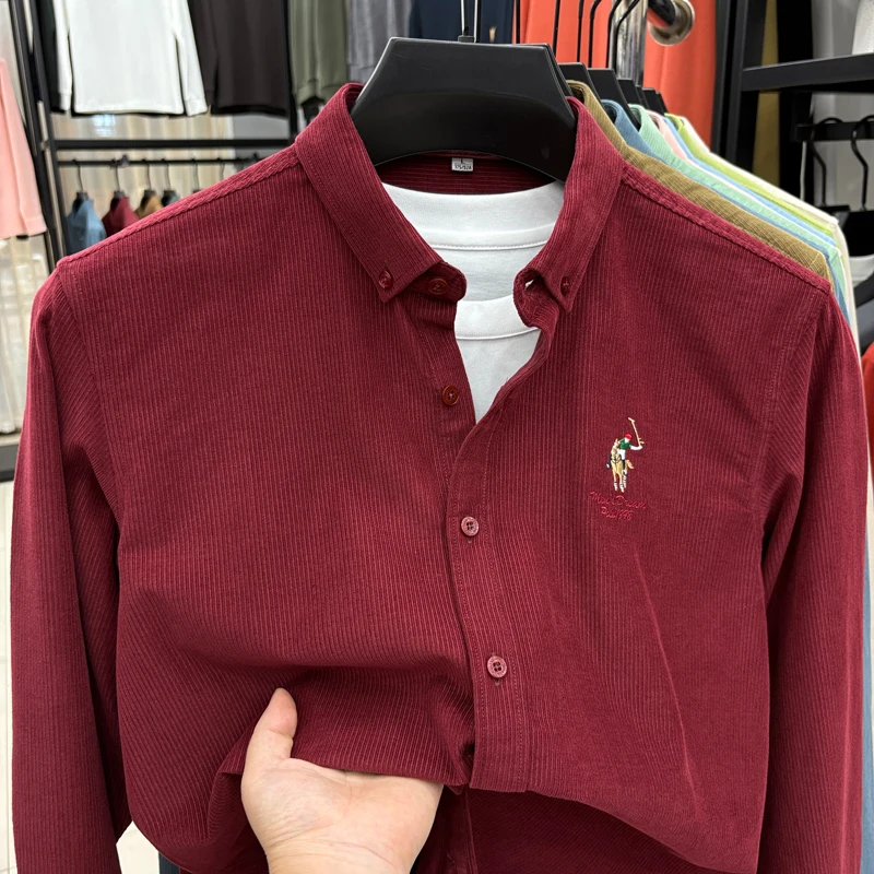 Spring and Autumn New 100% Cotton Long Sleeve Shirt for Men's Business, Leisure, Skin Friendly, Comfortable Collar Shirt Coat