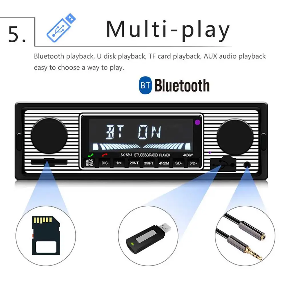 Samochodowy odtwarzacz Mp3 HD Radio FM kompatybilny z Bluetooth zestaw głośnomówiący U karta dyskowa Aux Radio z pilotem