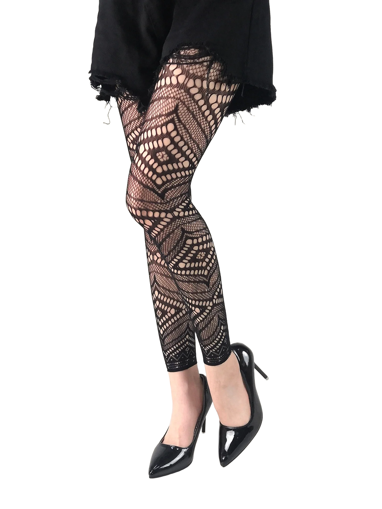 Farbige gemusterte Netzstrumpfhose für Damen mit hoher Taille, fußlose Strumpfhose, Mädchen-Leggings, Strümpfe für 40–75 kg, 150–170 cm 907 – Detail 10