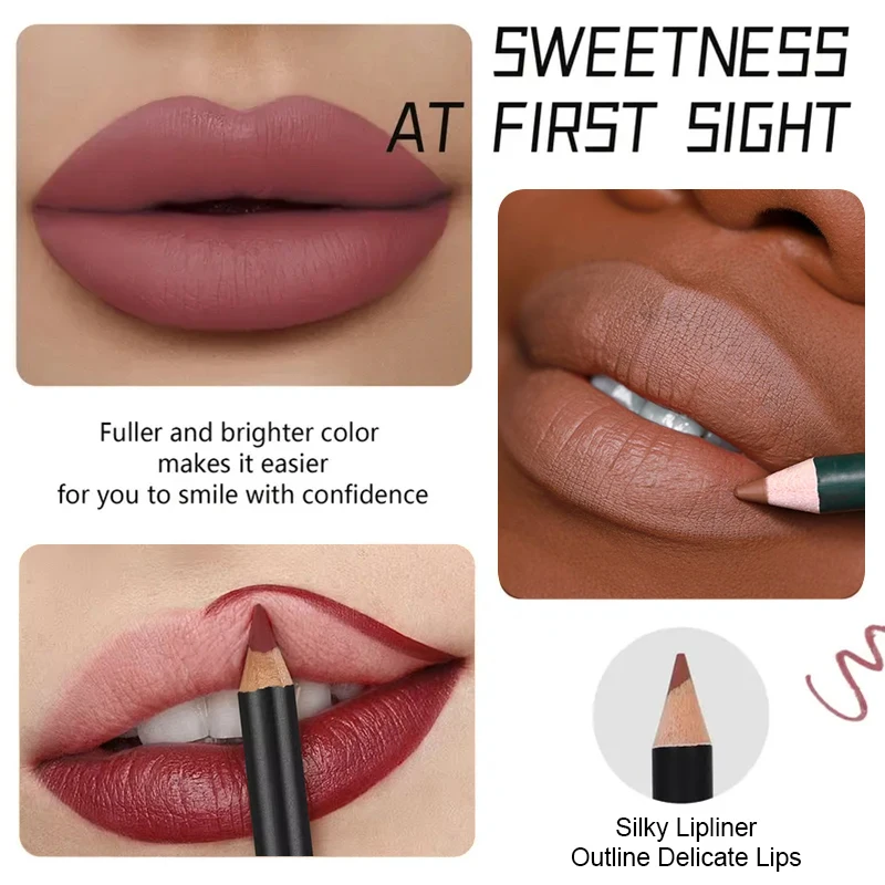 13 Colors Waterproof Nude Matte Lipliner Pencil Red Contour Tint Lipstick Long Lasting High Pigmented Lip Liner Lip Makeup Tool 6