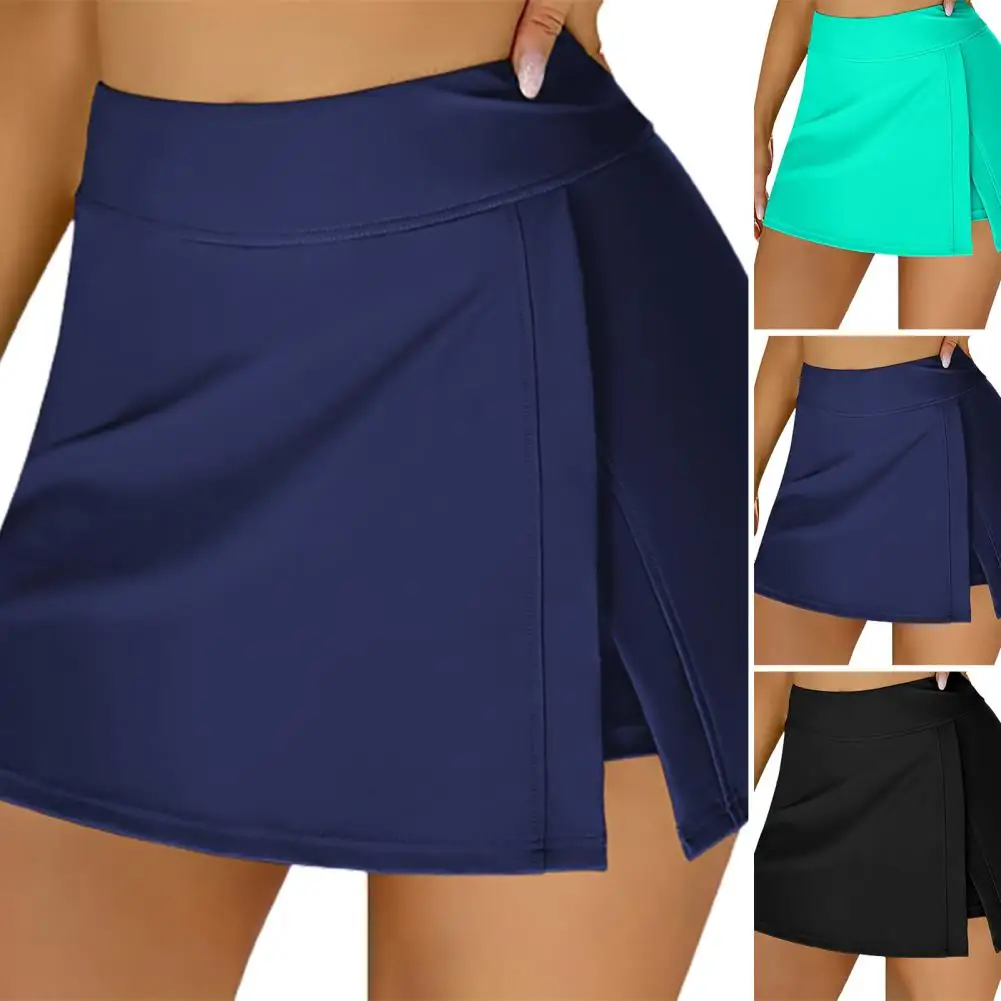 

Women Skirt High Waist Elastic Waistband Shorts Quick-dry Swimming Women Split Swimsuit Skirt Beachwear Bathing Suit Swim Skirts