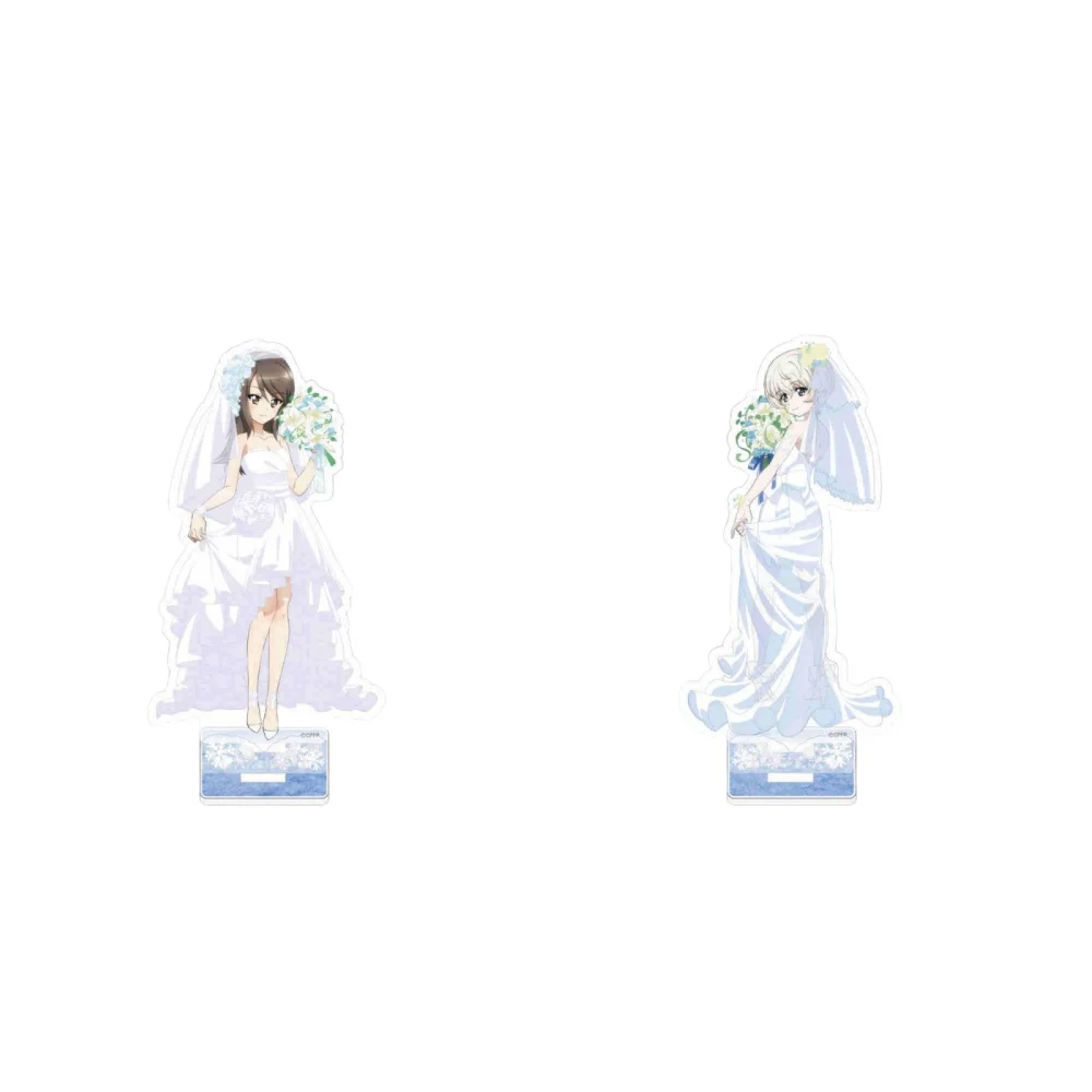 Anime Fans Geschenke Mädchen und Wagen: Superstar HD Figur Acryl Stand Hochzeits kleid Thema PVC Desktop-Dekoration ca. 15cm – Detail 2