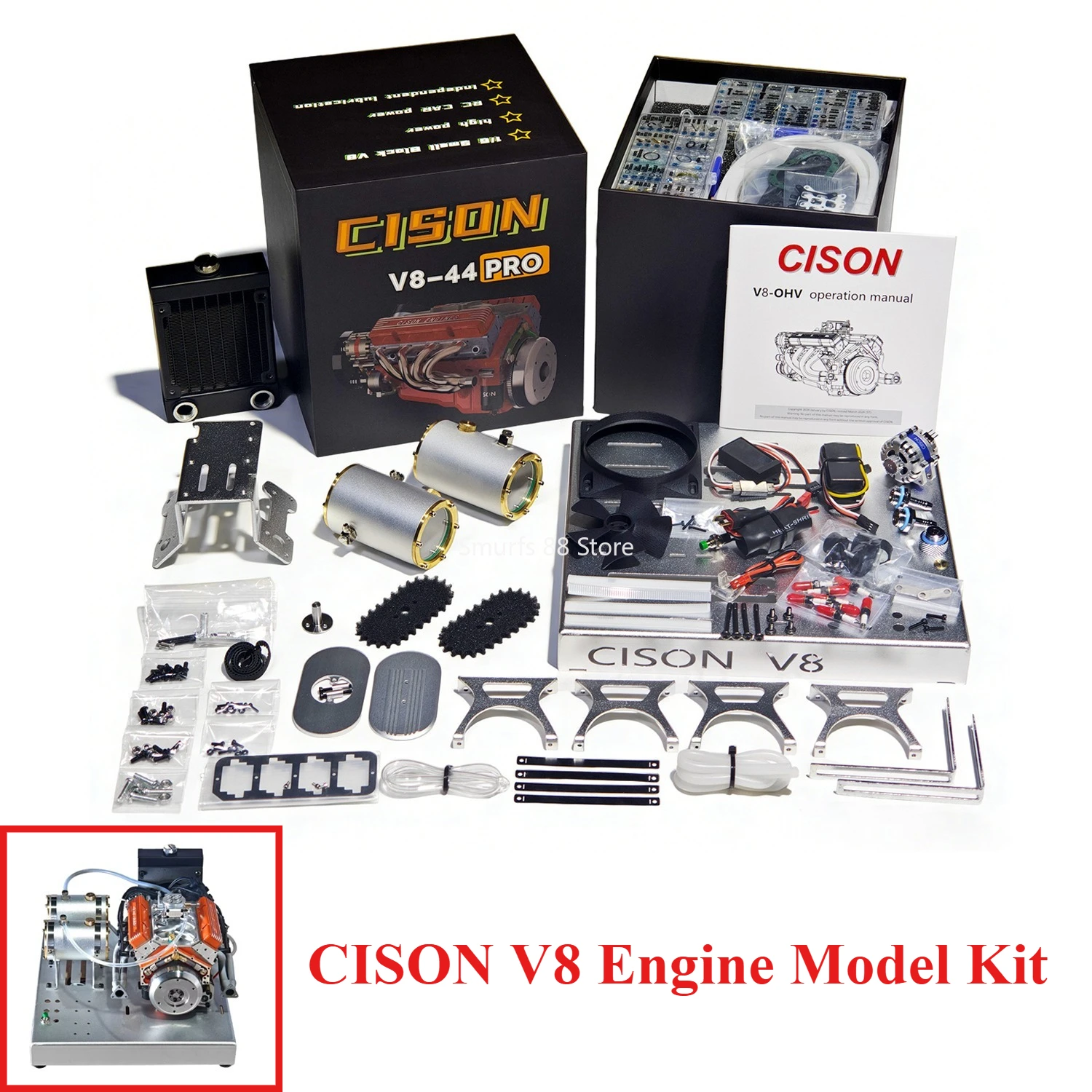 CISON V8 44CC Motor Model Kit 1/6 8 Cilinder Interne Verbranding ...