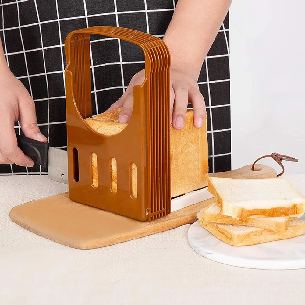 

Foldable Bread Cutting Guide Toast Bread Slicer Stand Plastic Bakeware Slicing Tool Thickness Adjustable Plastic Household Toast