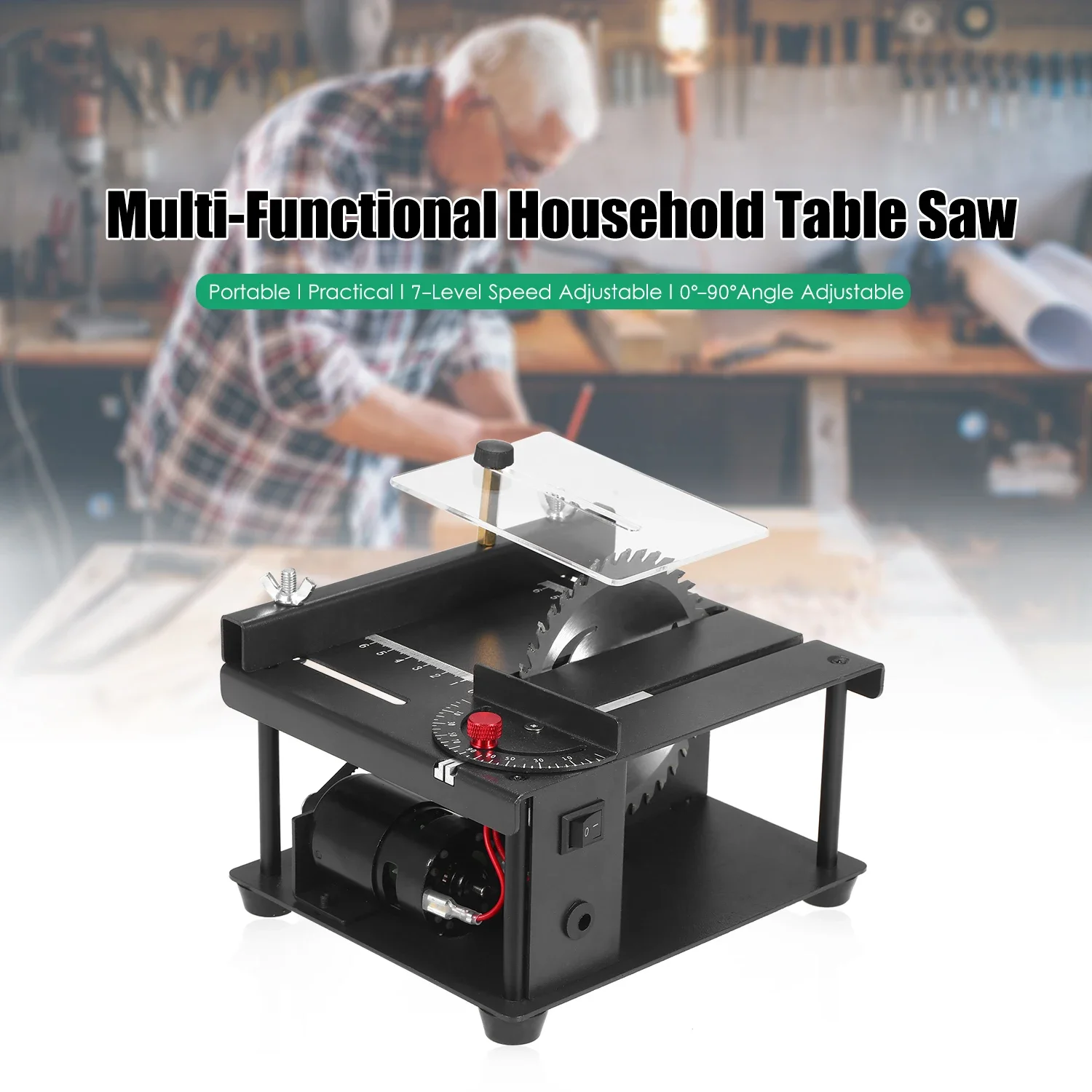 Multi-Functional Table Saw Mini Desktop Saw Cutter Electric Cutting Machine Blade Grinding Wheel Adjustable-Speed Angle