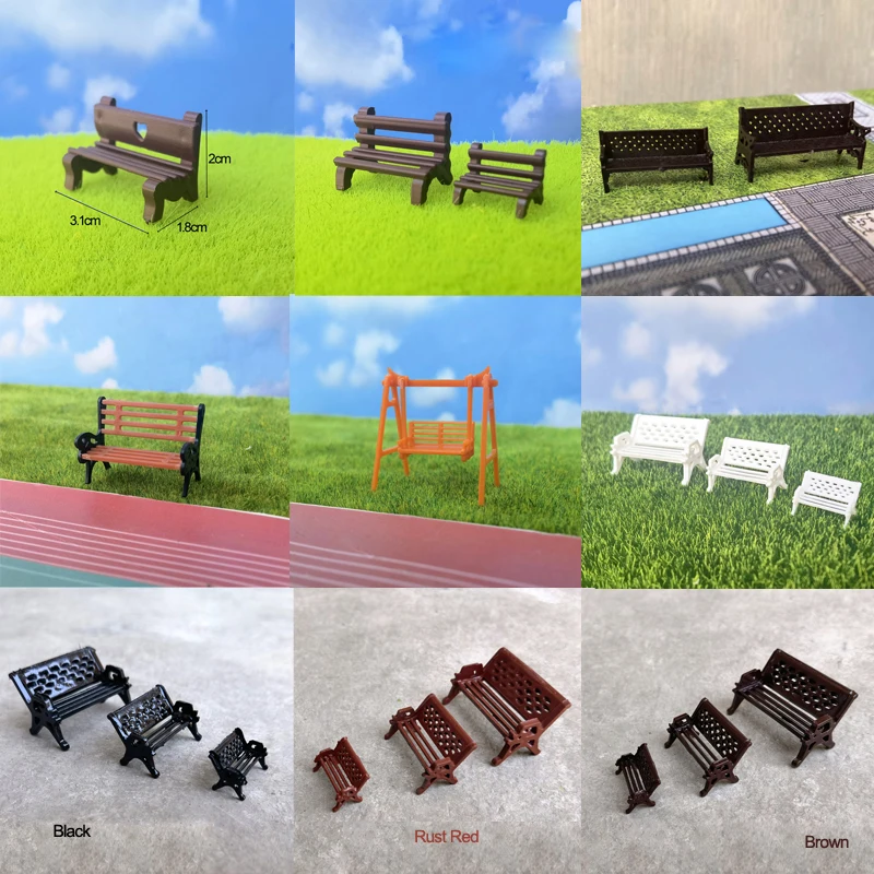 

2PCS 1/64/87 HO Model Park Bench Mini Bench Model Miniature Parks Home Crafts Gardens Ornament/Train/Railway/Railroad Layout