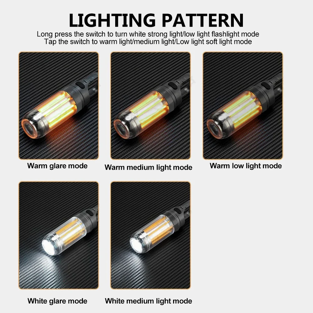 LED فانوس التخييم قابلة للشحن مصباح يدوي محمول ضوء العمل 5 طرق خيمة معلقة مصباح 8 خيوط ضوء في الهواء الطلق