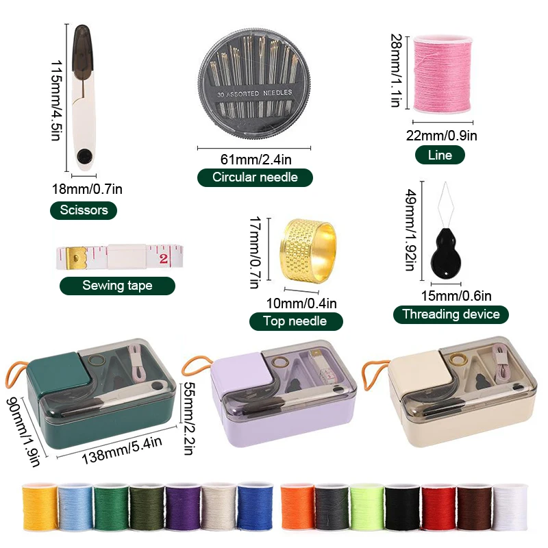Portable Needle And Thread Sewing Box Set Multi-functional Home Travel Needle Thread Kit Hand Sewing Complete Needlework Tool
