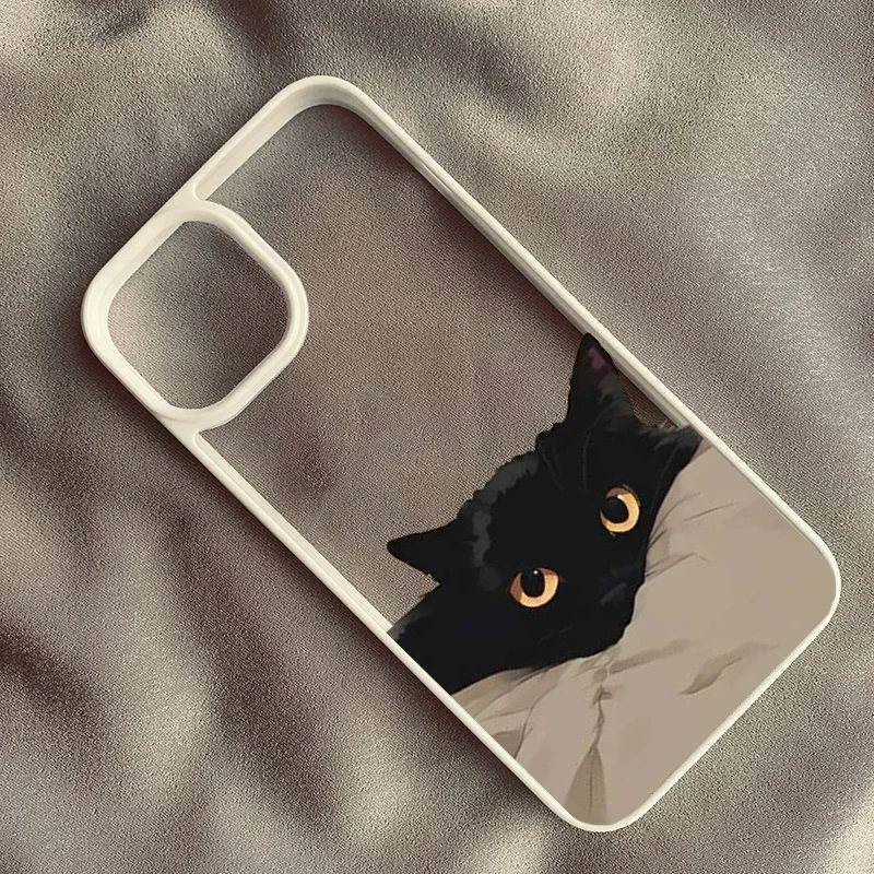Charming Cartoon Black Cat Phone Case - Durable Hard PC Shell Cover
