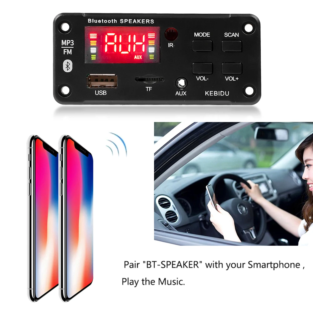 12V MP3 WMA Wireless Bluetooth 5.0 Decoder Board Audio Module USB FM TF Radio AUX Input For Car