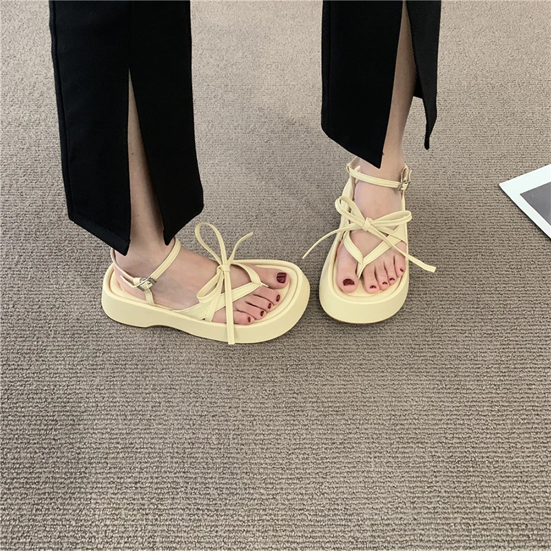 heels shoes connaught place Fashion Clip Toe Sandals Women Platform Flats Heels Casual Ladies Open Toe Bohemian Shoes Sandal Ankle Buckle 2022 Summer Mujer block heels shoes