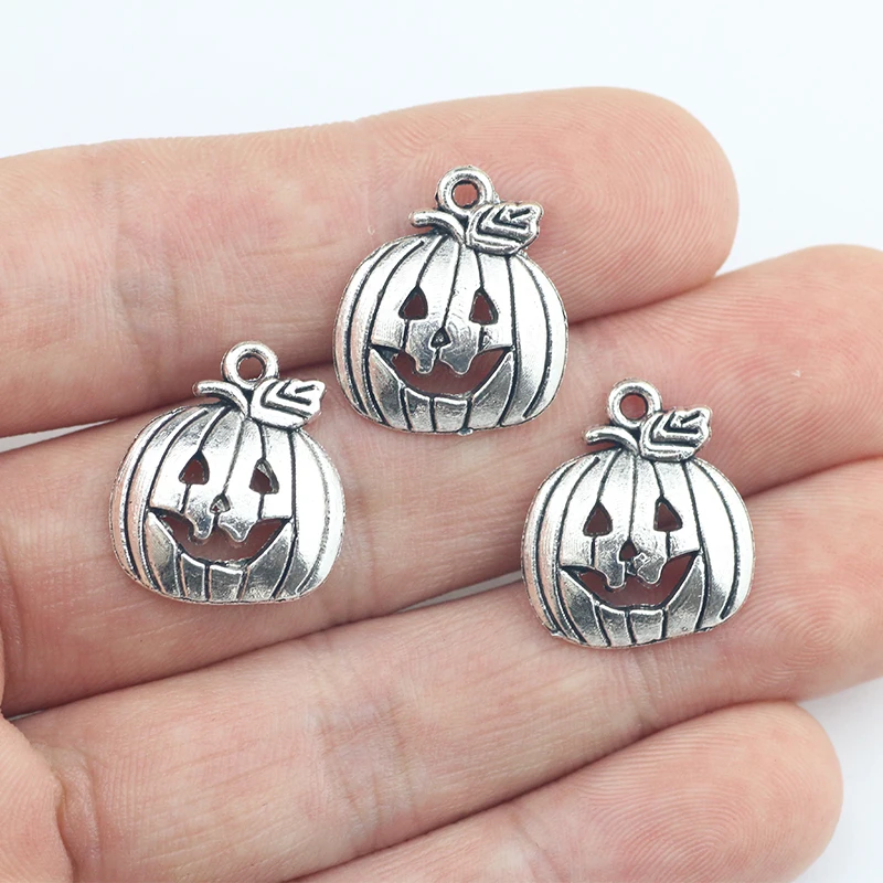 

12 шт., серебряные подвески в виде тыквы, 18 х16 мм