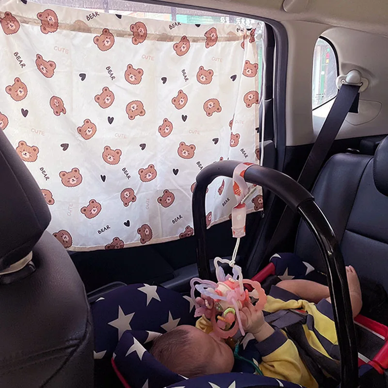 2pcs Baby Car Suction Cup Curtain Window Sunshade Cover Cute Universal Side Window Sunshade UV Protection for Kid Baby Children